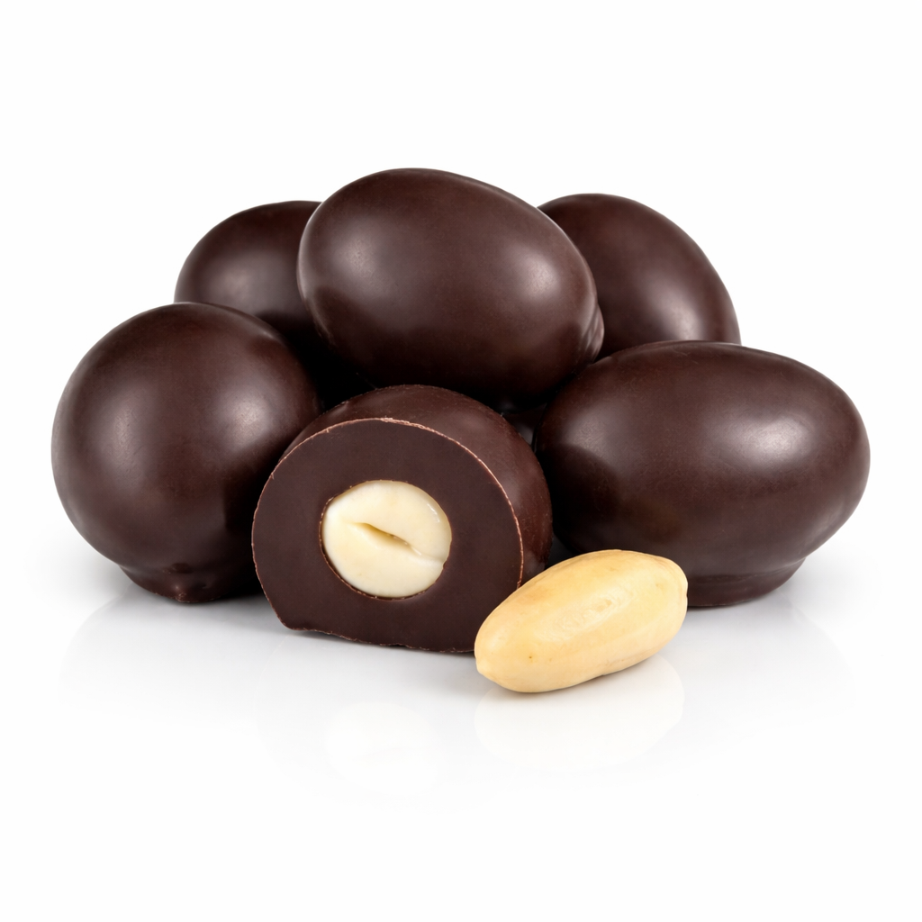 Dark Chocolate Double Dipped Peanuts - Brown Pralines and Sweets