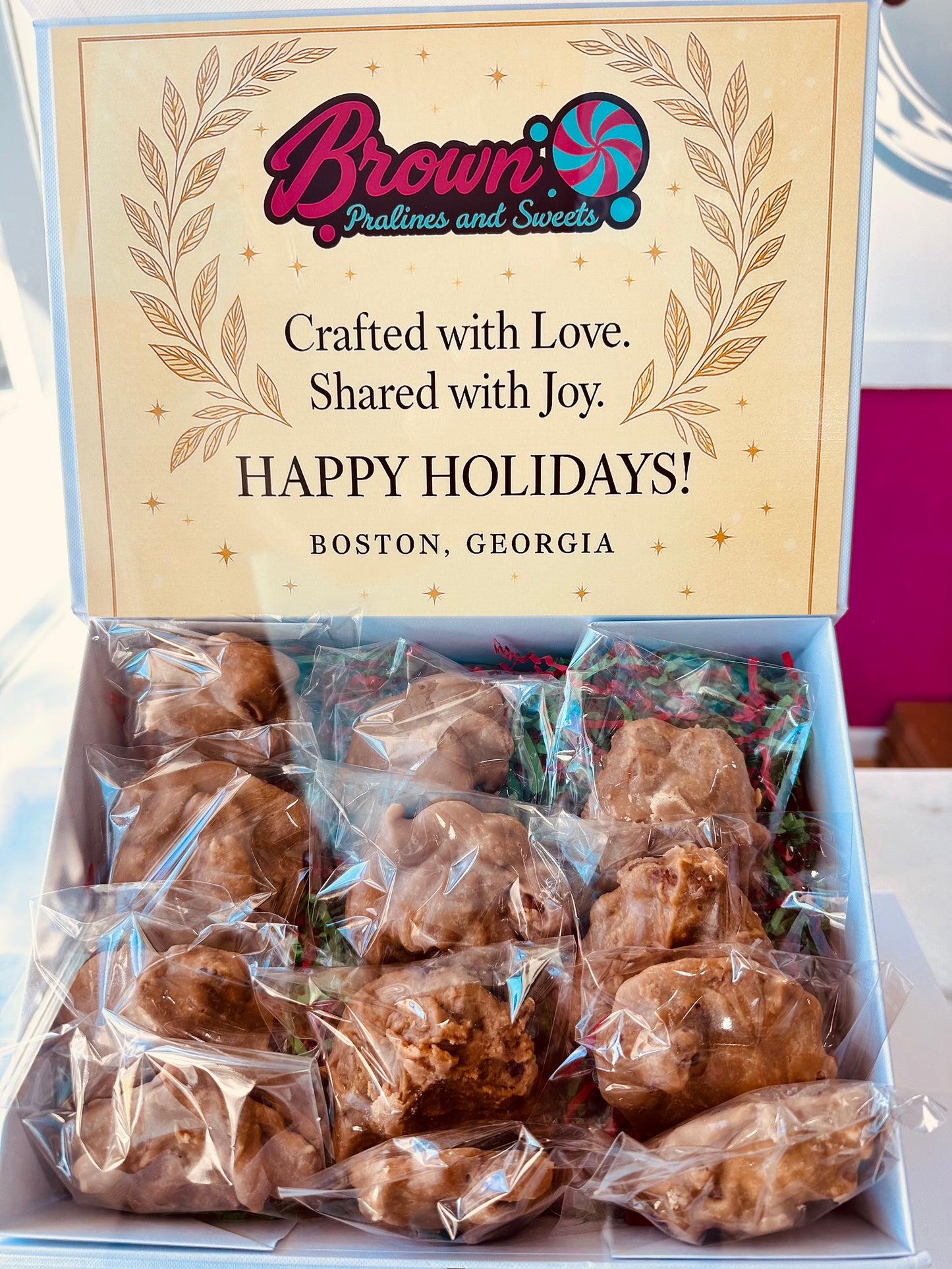 Praline Holiday Gift Box - Brown Pralines and Sweets