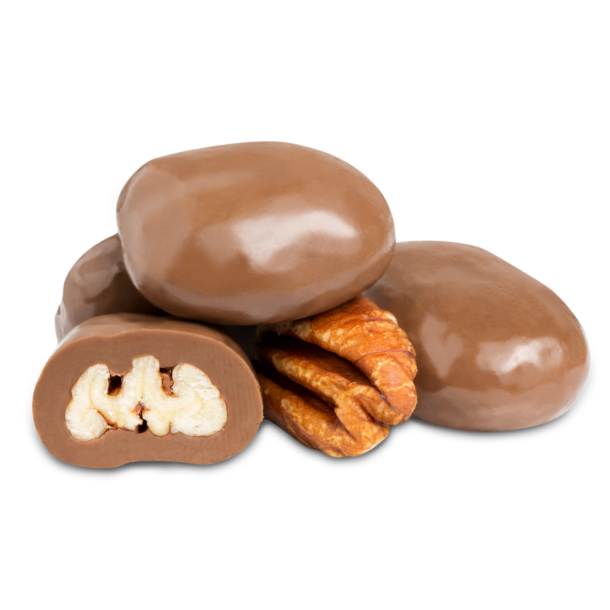 Milk Chocolate Covered Pecans - Brown Pralines and Sweets