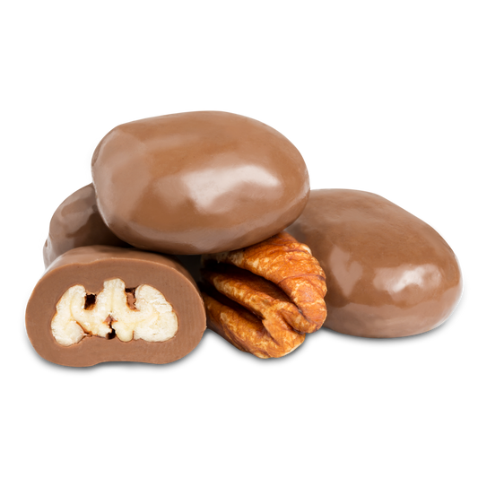 Milk Chocolate Covered Pecans - Brown Pralines and Sweets