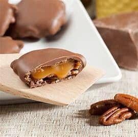 Mini Chocolate Pecan Caramel Patties - Brown Pralines and Sweets